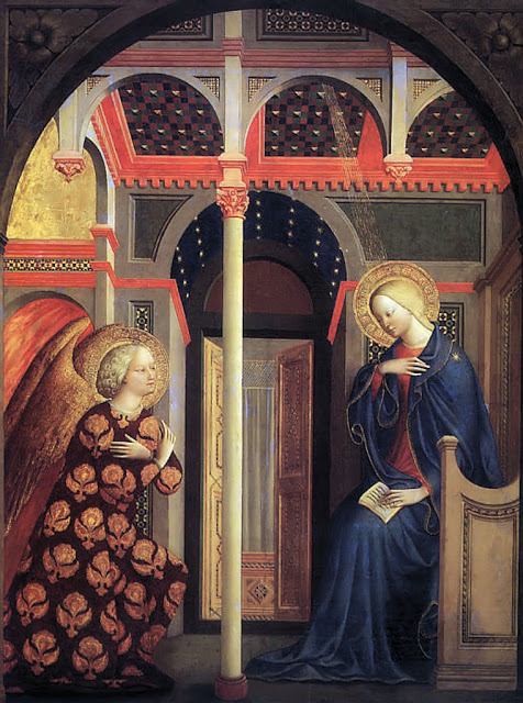 Anunciação. Tomasso di Masolino (1383 – 1447).  National Gallery of Art, Londres.