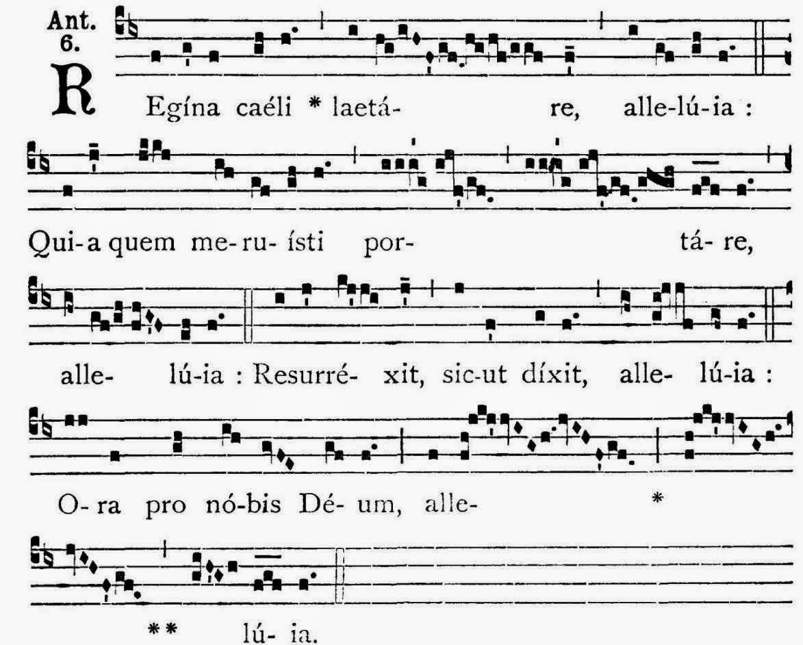 Regina Caeli: partitura, gregoriano solene.
