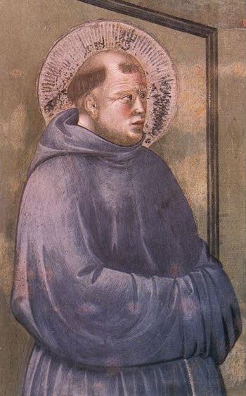 Santo Antônio, cf. representação de Giotto ( Legenda de São Franciso - Aparição de Arles - detalhe  ) 