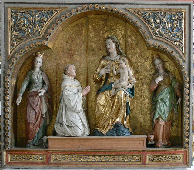 São Bernardo de Claraval ajoelhado diante de Nossa Senhora