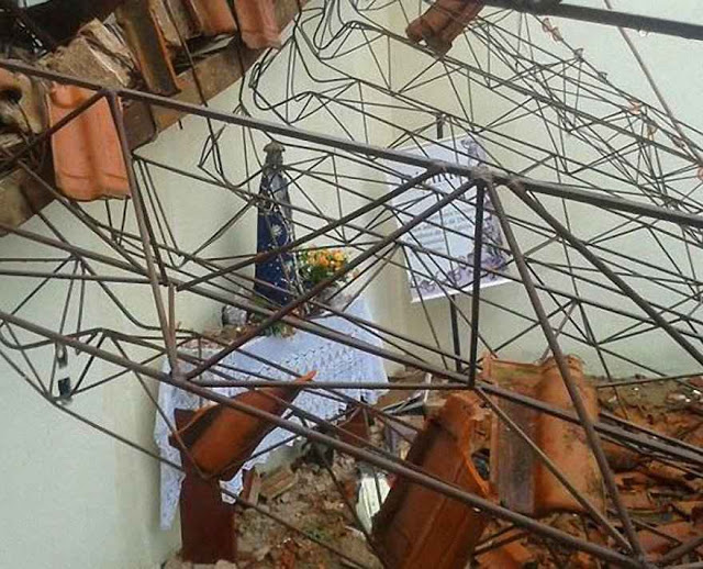 Imagem de Nossa Senhora Aparecida incólume entre os escombros, Assis, SP.